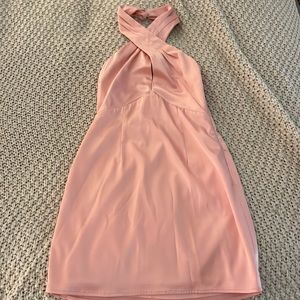 Superdown Pink Halter Satin Dress